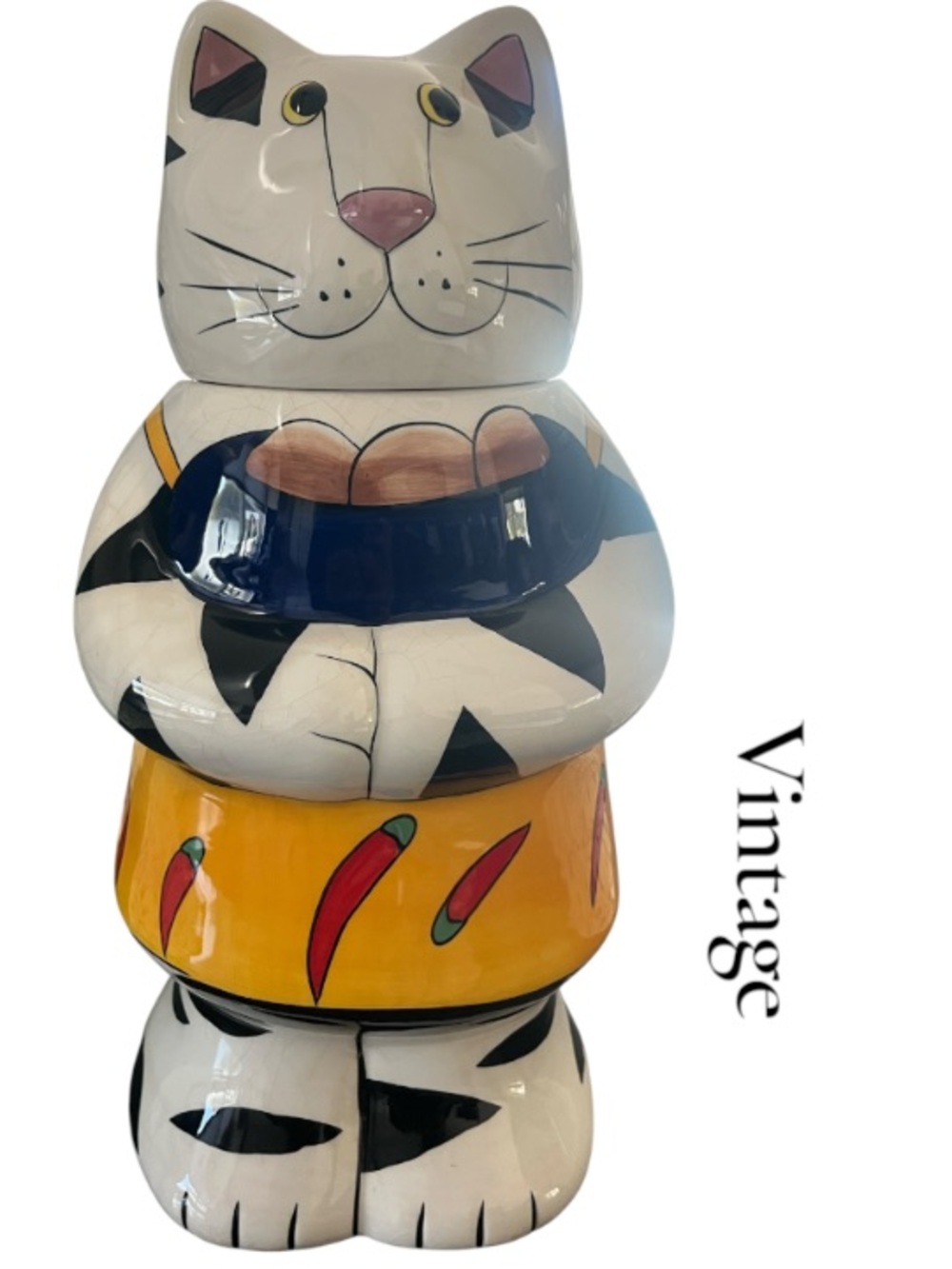 Henriksen Imports Vintage Large Chef Tabby Cat Large Cookie Jar